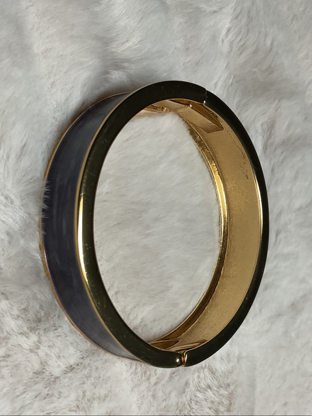 Gold-Tone Bangle Bracelet with Purple Enamel Inlay
